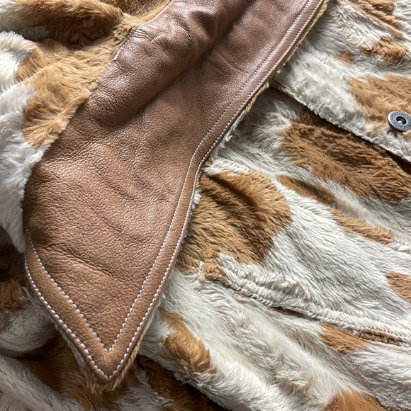 Vintage Fuzzy Animal Print Jacket Leather Collar - Picture 14 of 16